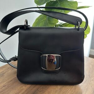 Salvatore Ferragamo Black Leather Shoulder Bag